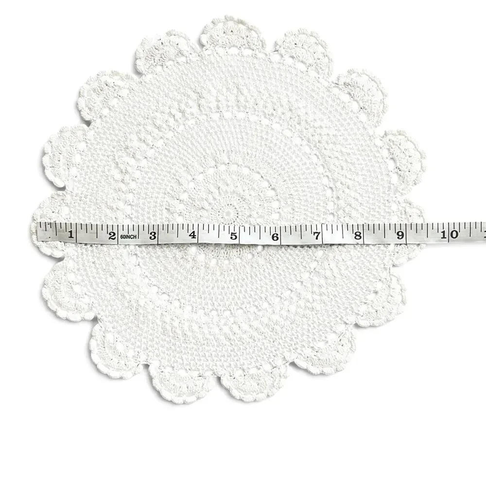 White Crochet Doilies Vtg Pair Round Lace 9.5